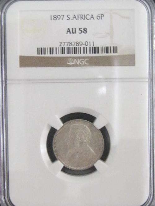 ** AU 58 1897 SIX PENCE 6d NGC GRADED**