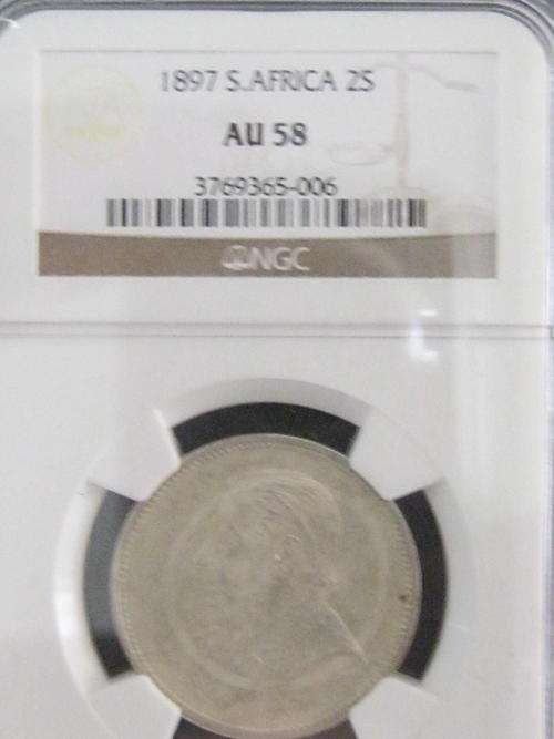** AU 58 1897 TWO SHILLING 2s NGC GRADED**