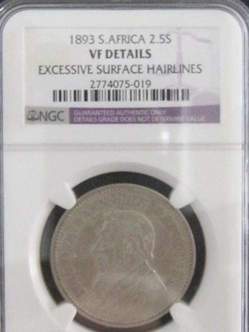 ** VF DET 1893 TWO HALF SHILLINGS 2.5s NGC GRADED**