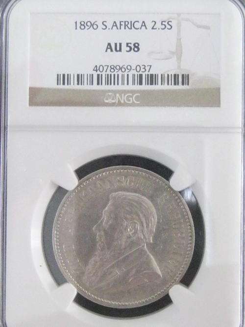** AU 58 1896 TWO HALF SHILLINGS 2.5s NGC GRADED**