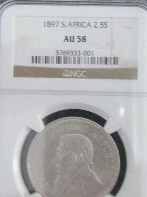 ** AU 58 1897 TWO HALF SHILLINGS 2.5s NGC GRADED**