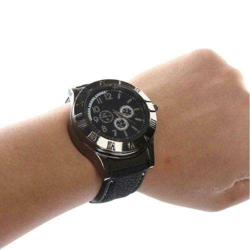 Men's Watch Cigarette Lighter with USB Rechargeable Windproof Flame-less Lighter