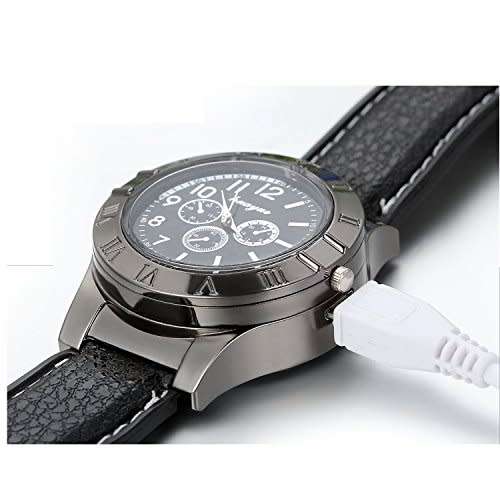 Men's Watch Cigarette Lighter with USB Rechargeable Windproof Flame-less Lighter