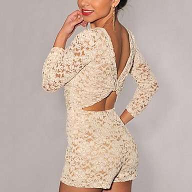 Round Colla Backless Lace Sexy Jumpsuit