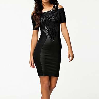 Synthetic Leather Black Dress