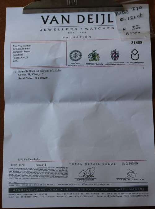 Round Brilliant Cut 0.121 ct Diamond [Certified]