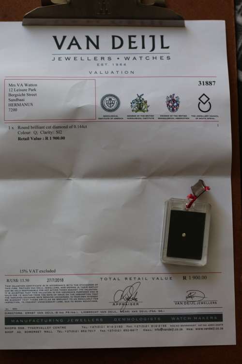 Round Brilliant Cut 0.144 ct Diamond [Certified]