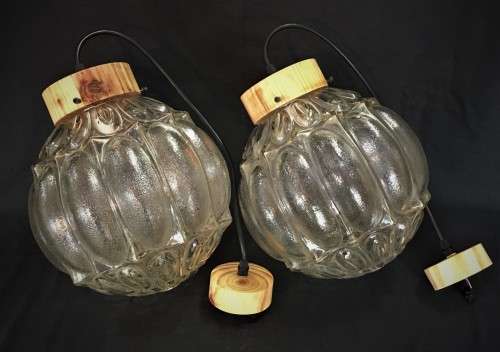 Pair of Large Glass Pendants