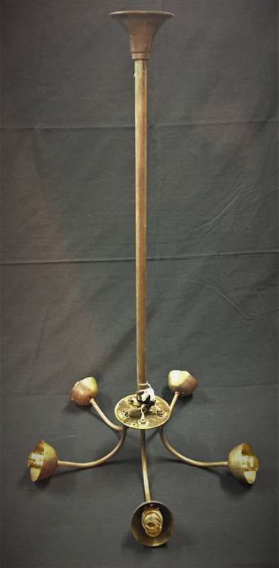 Vintage Minimalist Industrial-Style Copper and Brass Chandelier