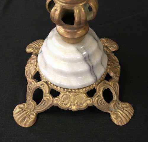 Vintage Trio of Brass and Marble Side Tables