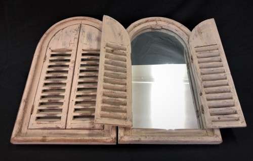 Pair of Shutter-Framed Mirrors