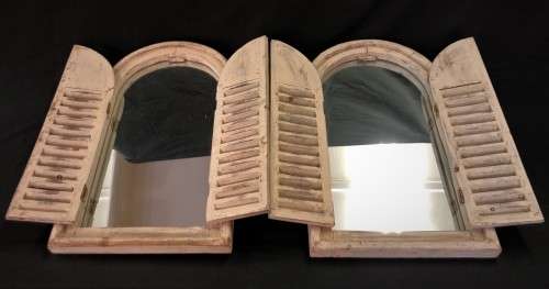 Pair of Shutter-Framed Mirrors