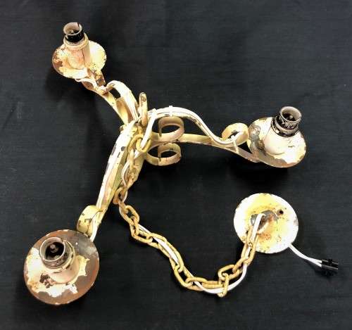 Vintage Wrought-Iron `French White` Chandelier