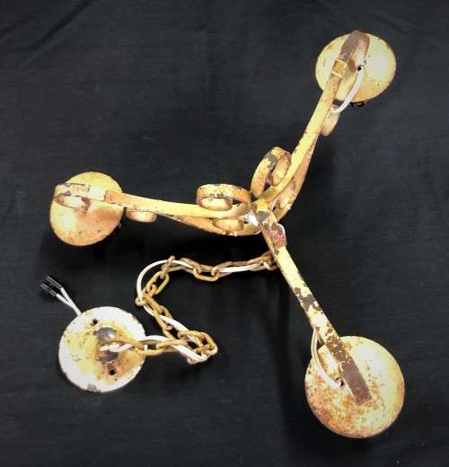 Vintage Wrought-Iron `French White` Chandelier