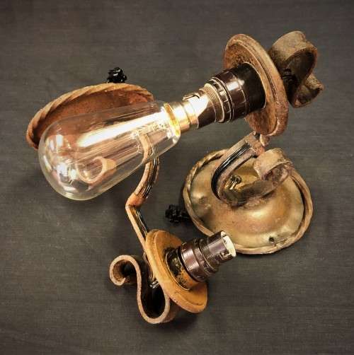 Pair of Wrought-Iron Wall-Mount Lamps