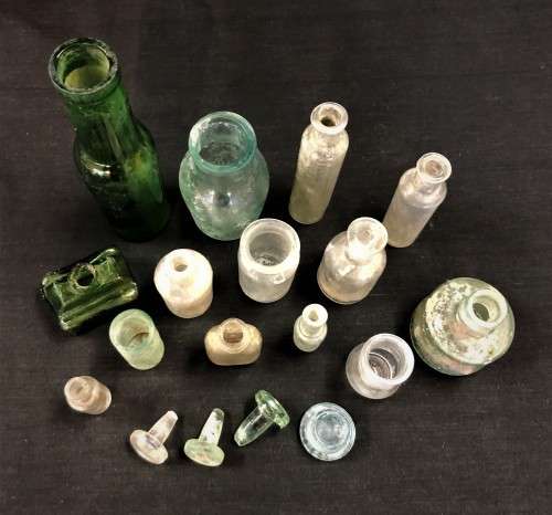 Lot of Vintage Glass Bottles and Stoppers