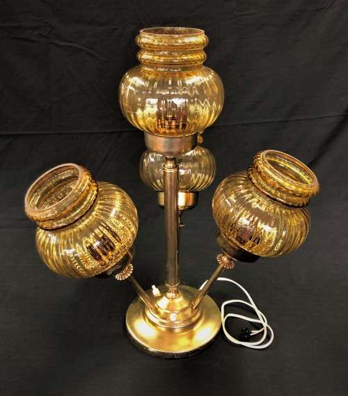Vintage Brass Quad-Bulb Desk Lamp