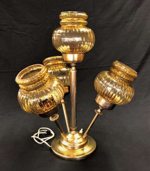Vintage Brass Quad-Bulb Desk Lamp
