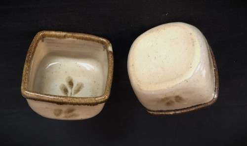 Pair of Squared Wheel-Thrown Ceramic Bowls