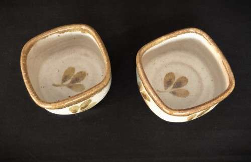 Pair of Squared Wheel-Thrown Ceramic Bowls
