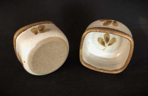 Pair of Squared Wheel-Thrown Ceramic Bowls