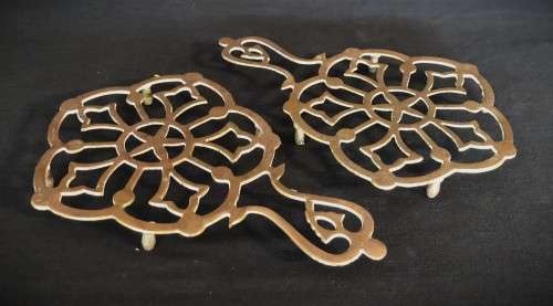 Pair of Vintage Brass Pot Rests