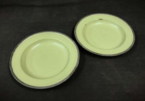 Pair of Vintage Enamel Plates