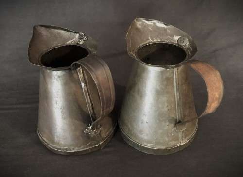 Pair of Vintage Tin Jugs