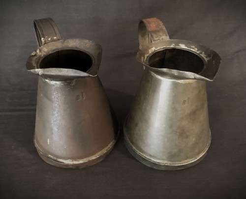 Pair of Vintage Tin Jugs
