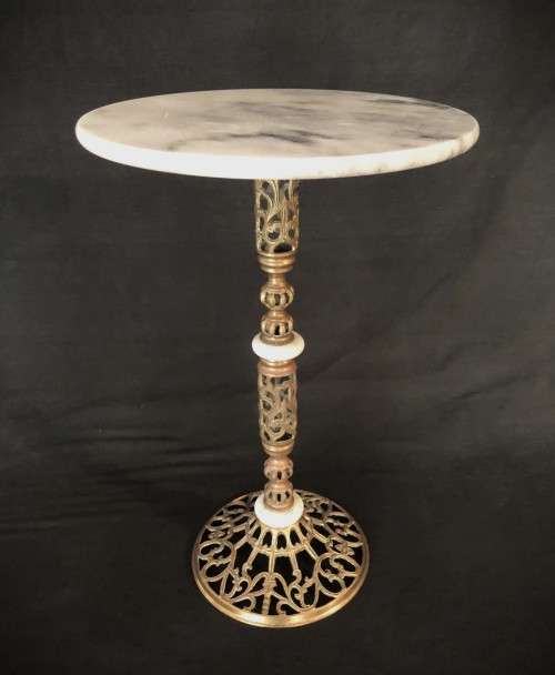 Vintage Marble-topped Brass Side Table