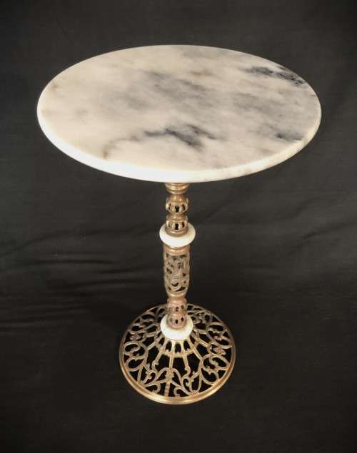 Vintage Marble-topped Brass Side Table