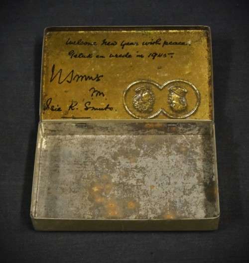 Vintage Pewter Cup and Tin Cigarette Box