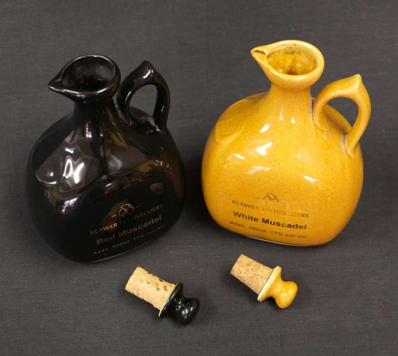 Pair of Vintage Klawer Muscadel Ceramic Flagons