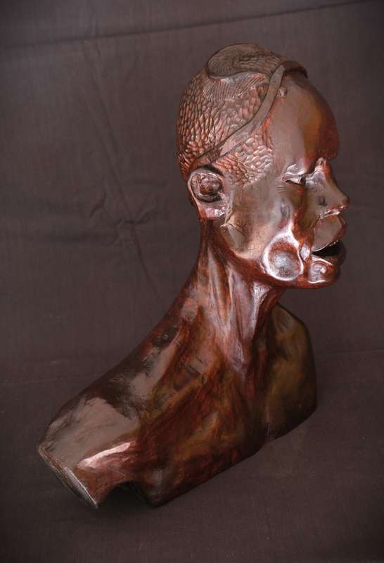 Hand-Carved Wooden Bust