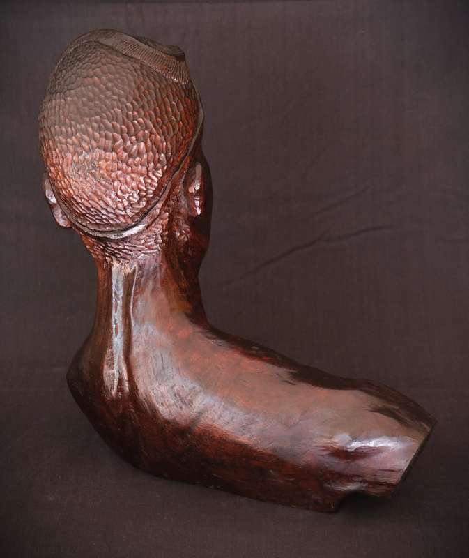Hand-Carved Wooden Bust