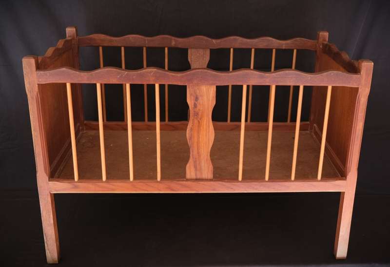 Large Wooden Doll`s Cot