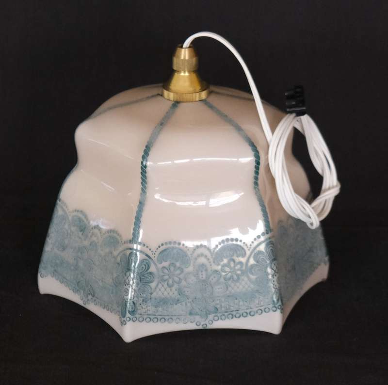 Vintage Pink Glass Pendant Light