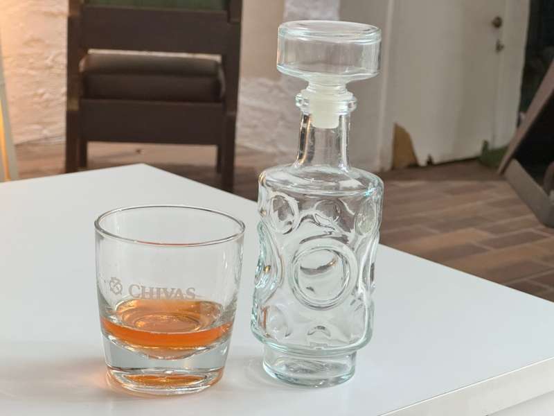 Round Glass Decanter with Circle Motif