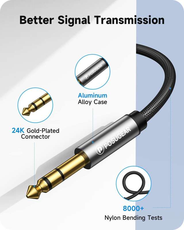 POSUGEAR 3.5mm to 6.35mm cable 1m