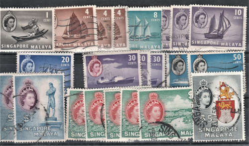 Singapore - 1955 QEII Def Issue, incomplete set with extras (Used)