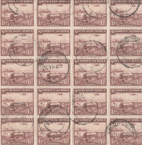 SWA - 1937 Block of 10 pairs - Used - SACC 123 **GREAT PIECE**