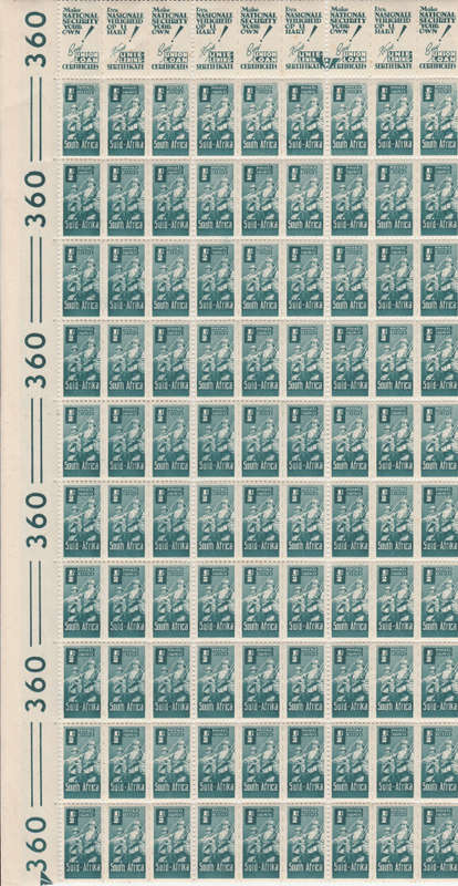 Union-1942-44 War Effort small size: 1/2d cnr block 30 pairs with full top and side advert