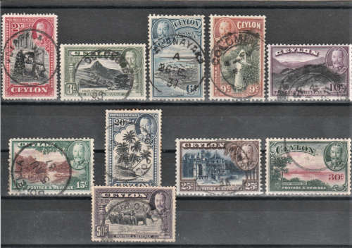 Ceylon - 1935 KGV Def Issue **Incomplete Set** SG 368-377 - Used