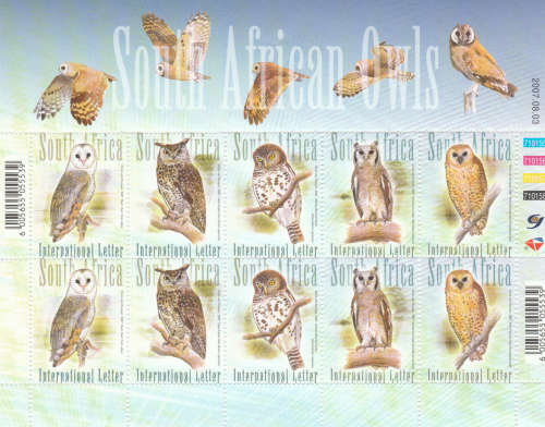 RSA - 2007 SA Owls full sheet SACC 1818-1822 - UMM