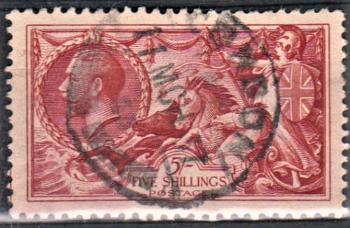 Great Britain 1913 KGV SeaHorses SG401 5/-- Used**Lovely Circular Date Stamp**