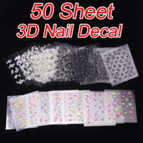 New 50 Sheets 3D Design Nail Art Sticker Tip Decal Manicure