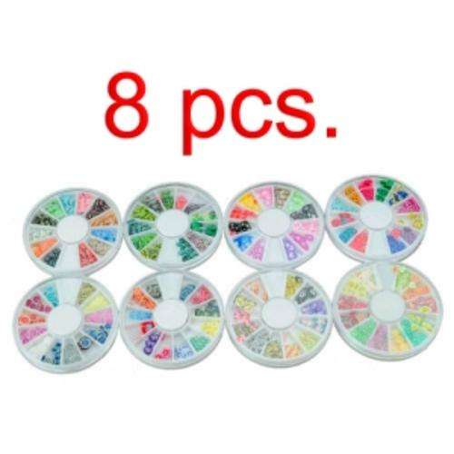 New 8 Wheel 3D Fimo Slice Nail Art Rods Cane Stick Fruit Flower Butterfly Animal