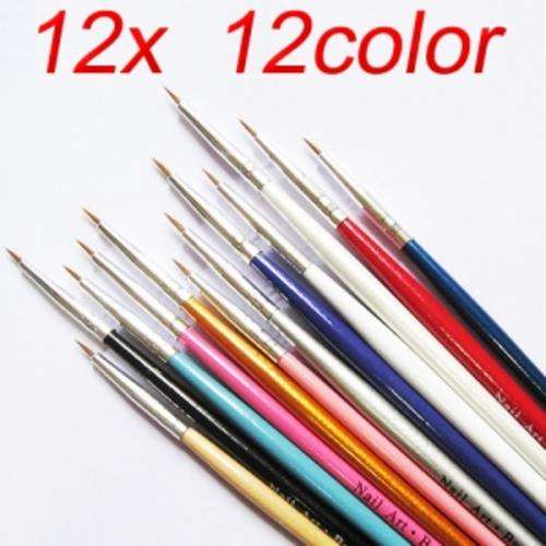 New 12 pcs Nail Art Design Brush Pen For Fine Details Tips Drawing 12 Colors