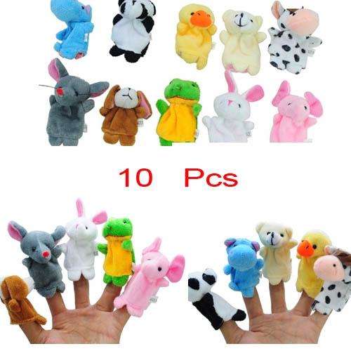 10 Pcs Cute Velvet Finger Animal Puppet Toy