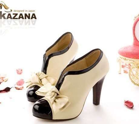 new sexy lady H023 beige bow pump platform